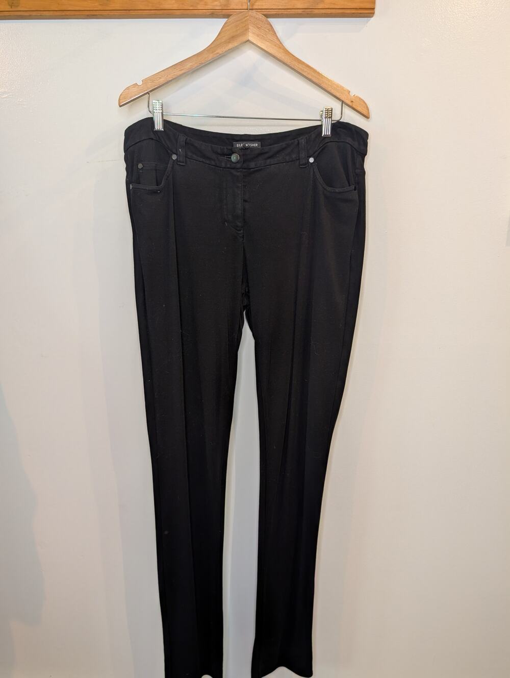EILEEN FISHER Women's Black Dress Pants 12 Viscose Blend Stretch Comfort